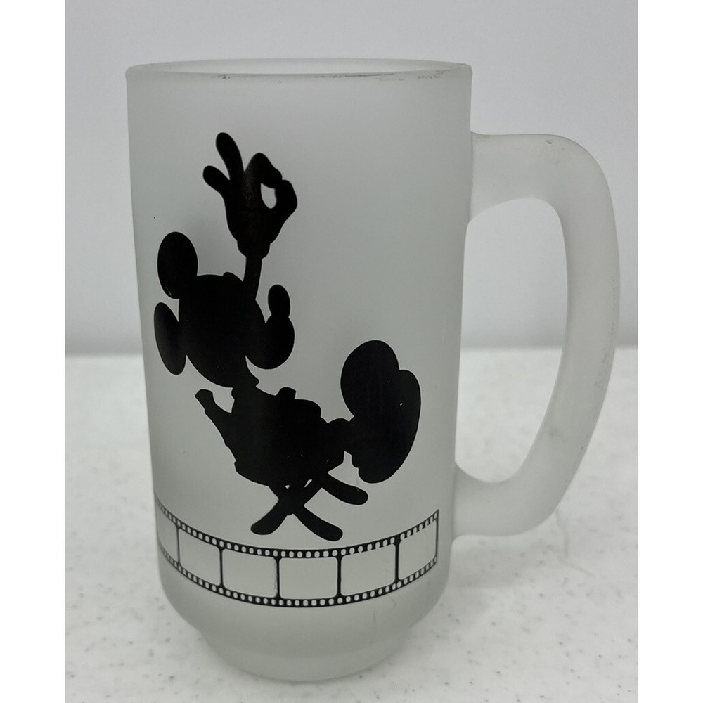 Vintage 1987 Disney MGM Studios Mickey Mouse Frosted Glass Mug